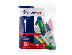 COLHER SOBREMESA COLORIDA CSM 627 50 UNIDADES STRAWPLAST