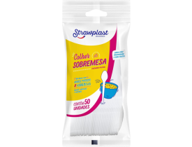 COLHER SOBREMESA BRANCO 50 UNIDADES STRAWPLAST