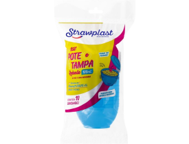 KIT POTE COM TAMPA REDONDO 100ML AZUL 10 UNIDADES STRAWPLAST