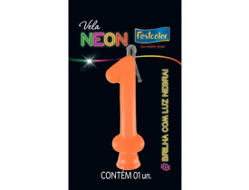 VELA NEON LARANJA NÚMERO 1 FESTCOLOR