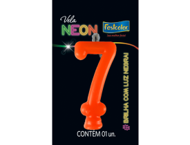 VELA NEON LARANJA NUMERO 8 FESTCOLOR