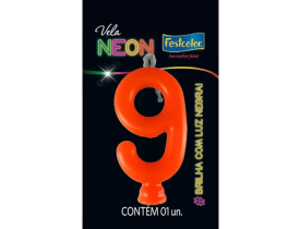 VELA NEON LARANJA NUMERO 9 FESTCOLOR