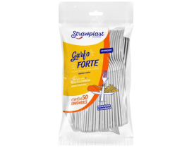 GARFO FORTE BRANCO 50 UNIDADES STRAWPLAST 