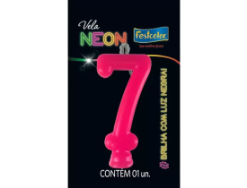 VELA NEON PINK NÚMERO 7  FESTCOLOR