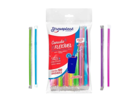 CANUDO FLEX 6MM MISTO 100 UNIDADES STRAWPLAST 