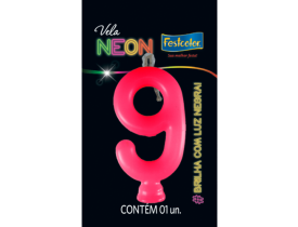 VELA NEON PINK NÚMERO 9 FESTCOLOR