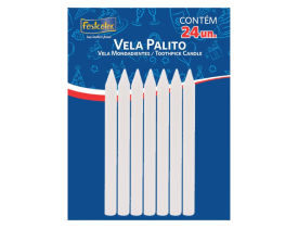 VELA PALITO BRANCA FESTCOLOR 24 UNIDADES 