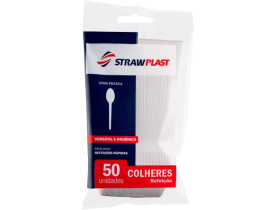 COLHER STRAWPLAST REFEICAO BRANCA 50UN