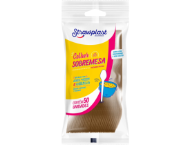 COLHER SOBREMESA DOURADO 50 UNIDADES STRAWPLAST